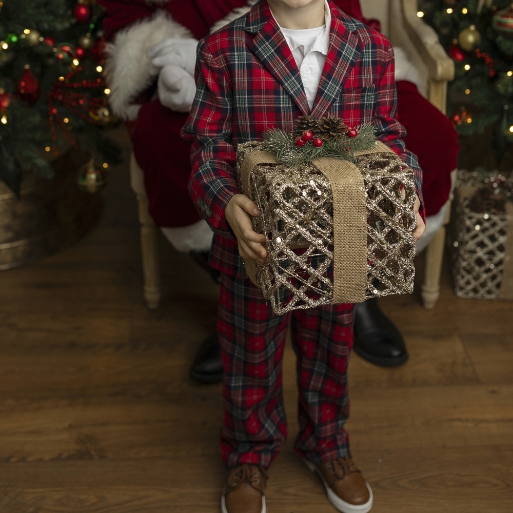 Janie and Jack Red Plaid Kids Matching Set